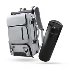 Bolso Todo En Uno Para Laptop Gris Viajero Impermeable Con Termo Led