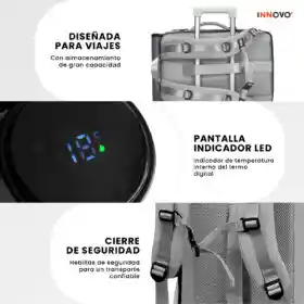 Bolso Todo En Uno Para Laptop Gris Viajero Impermeable Con Termo Led