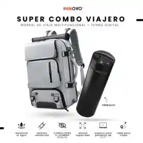 Bolso Todo En Uno Para Laptop Gris Viajero Impermeable Con Termo Led