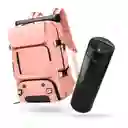 Bolso Todo En Uno Para Laptop Rosado Viajero Impermeable Con Termo Led