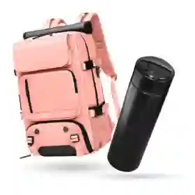 Bolso Todo En Uno Para Laptop Rosado Viajero Impermeable Con Termo Led
