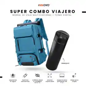 Bolso Todo En Uno Para Laptop Blue Viajero Impermeable Con Termo Led