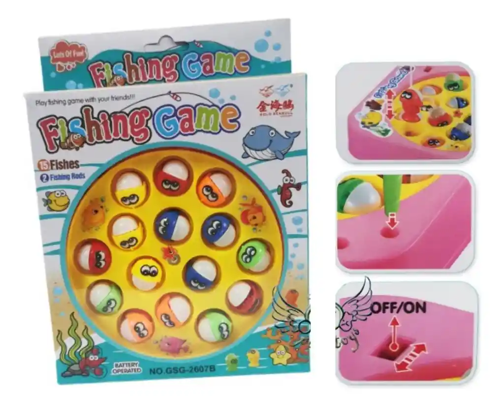 Juguete De Pesca Caña Pescar Sonido 15 Peces Juego
