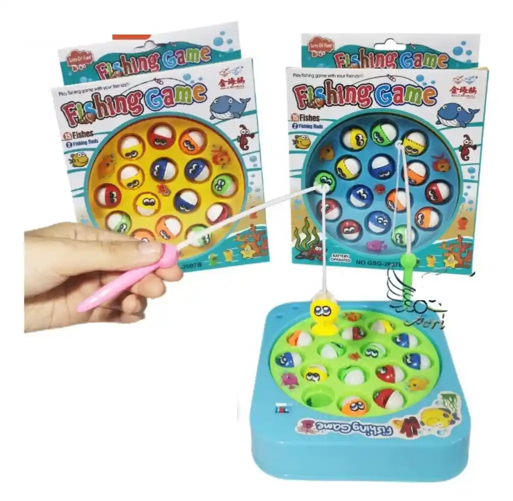 Juguete De Pesca Caña Pescar Sonido 15 Peces Juego