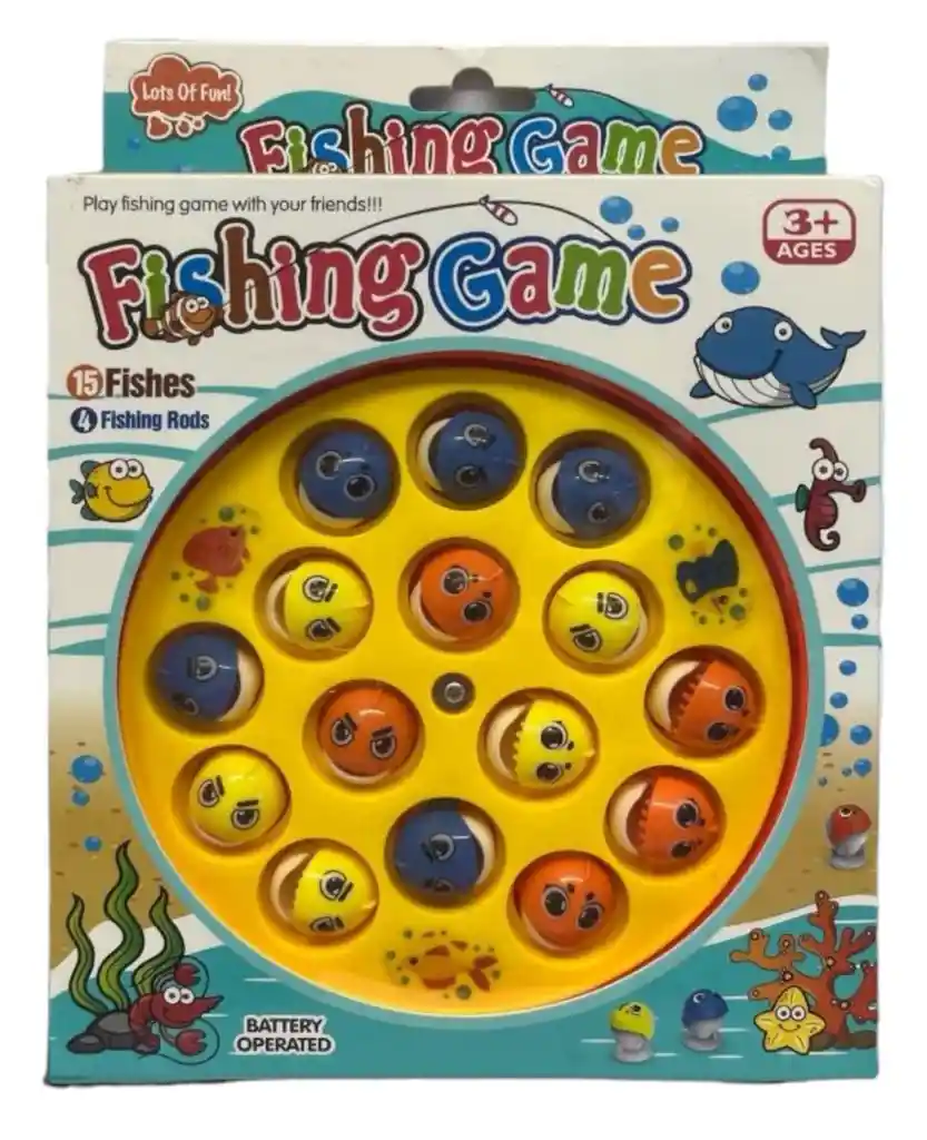Juguete De Pesca Caña Pescar Sonido 15 Peces Juego