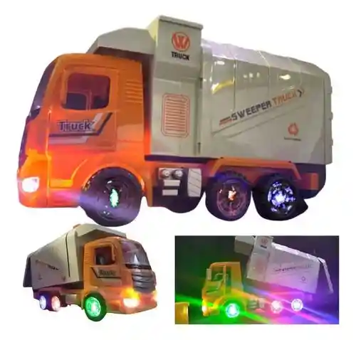 Camión De Basura Juguete Para Niños Luces Y Sonido Abre Puerta