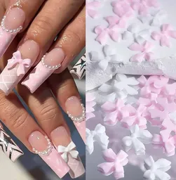 Moños De Dijes Para Uñas Para Manicure O Pedicure Color Rosado