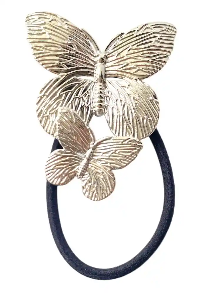 Colero Pony Cuff Mariposa De Cristal Plateada