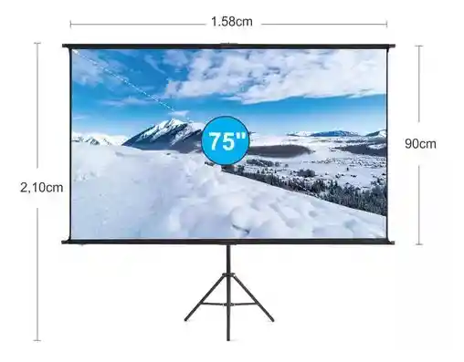Telón 75 Pulgadas Para Proyector Video Beam Con Trípode 2.10 Metros