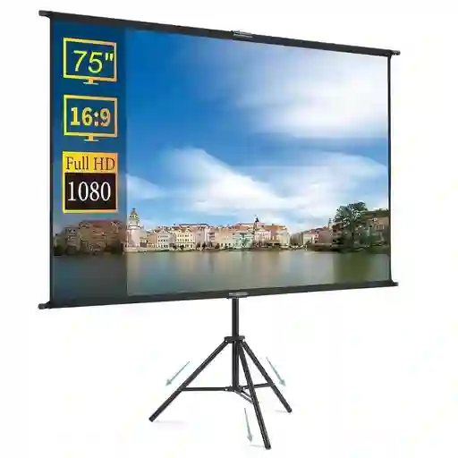 Telón 75 Pulgadas Para Proyector Video Beam Con Trípode 2.10 Metros