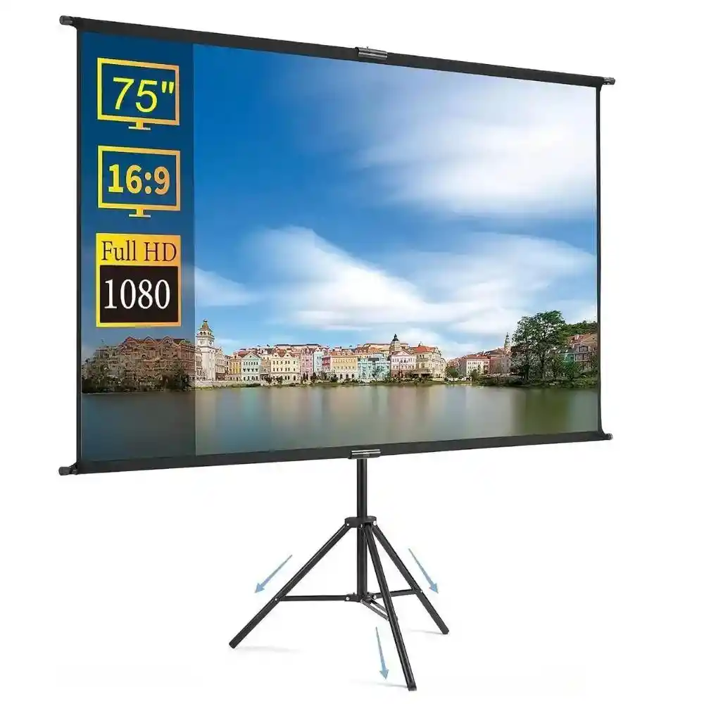 Telón 75 Pulgadas Para Proyector Video Beam Con Trípode 2.10 Metros