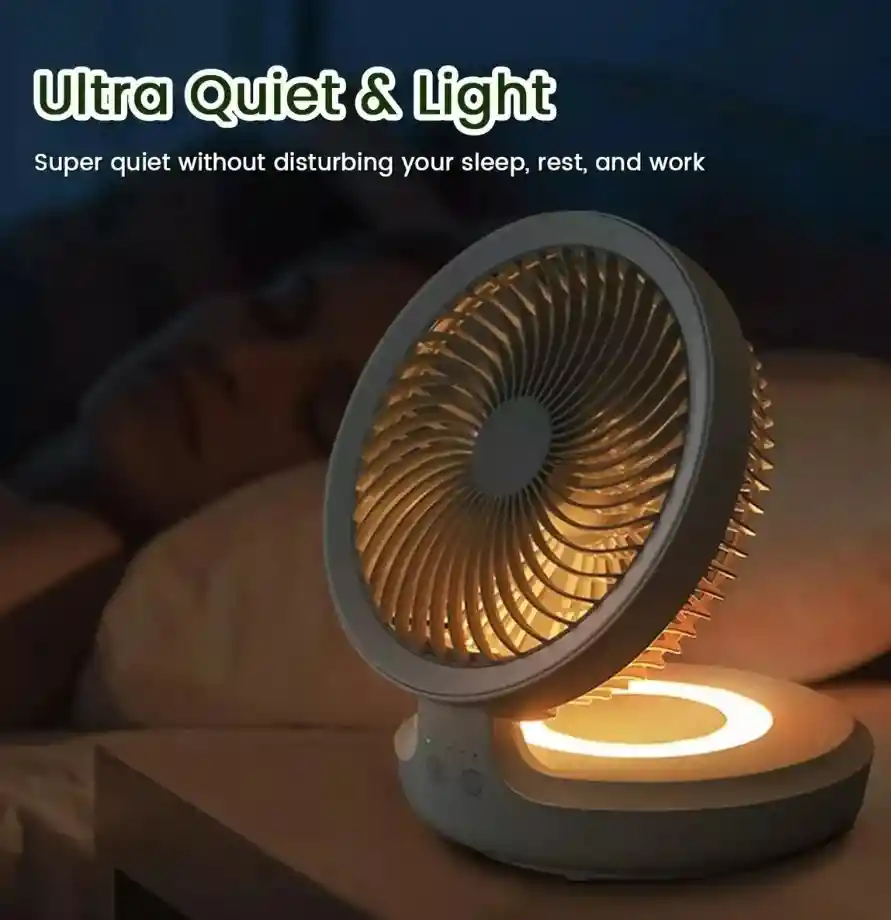 Ventilador Recargable Oscilante De 4 Velocidades Con Luz Usb Con Control