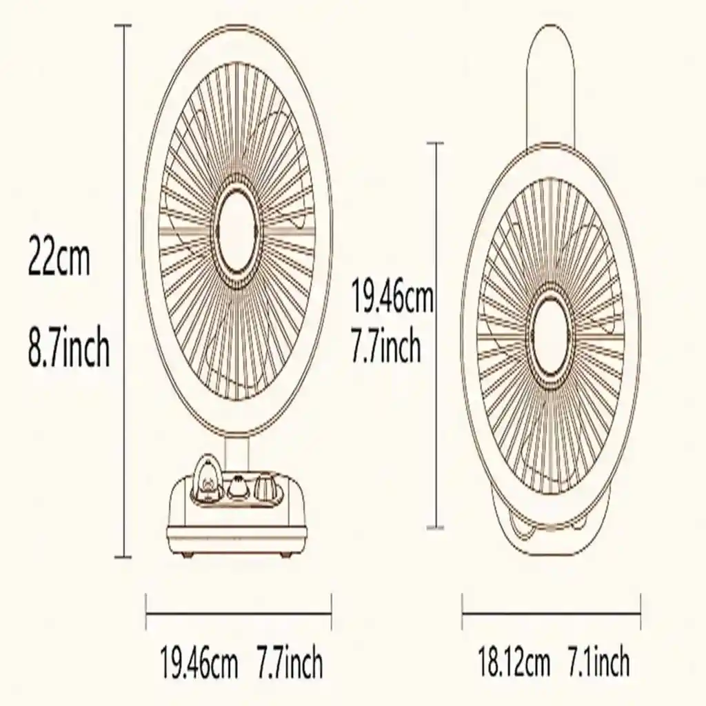 Ventilador Recargable Personal Portátil Luz Led Silencioso