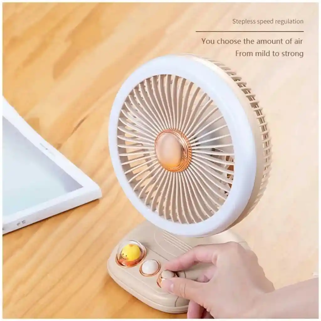 Ventilador Recargable Personal Portátil Luz Led Silencioso
