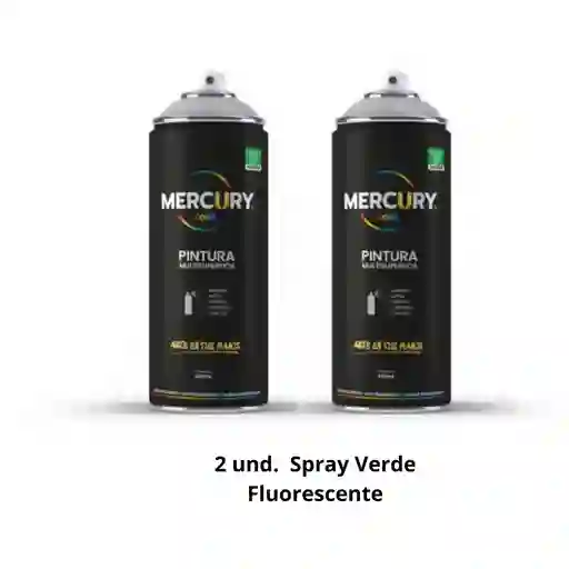 2 Und. Pintura En Aerosol Verde Fluorescente