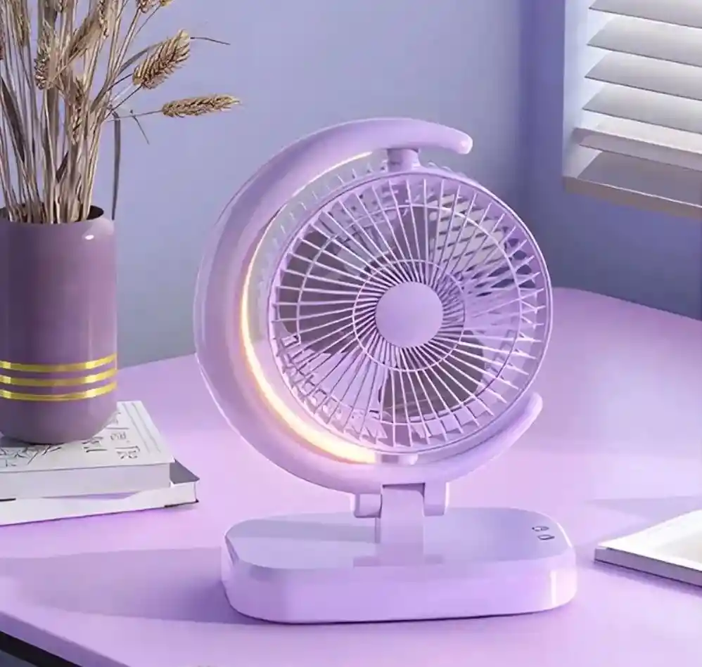 Ventilador Recargable Portátil Luz Led Curvo Media Luna