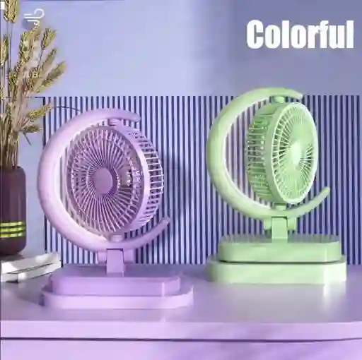 Ventilador Recargable Portátil Luz Led Curvo Media Luna