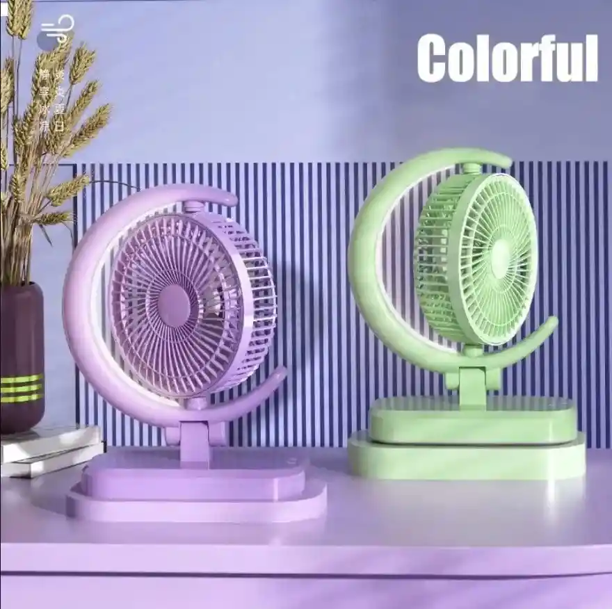 Ventilador Recargable Portátil Luz Led Curvo Media Luna