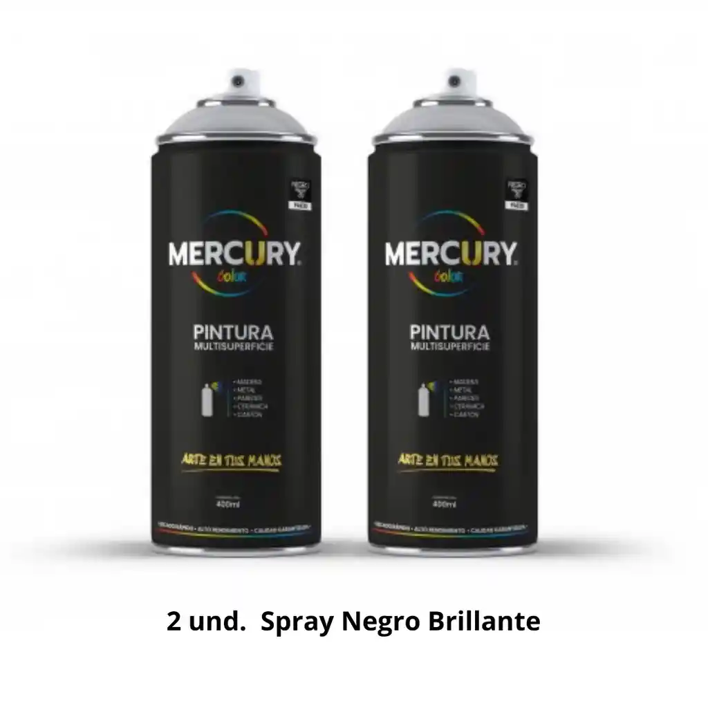 2 Und. Pintura En Aerosol Negro Brillante