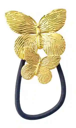 Colero Pony Cuff Mariposa De Cristal Dorada