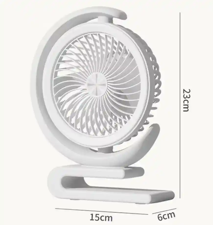 Ventilador Portátil Recargable Giratorio Multifuncional