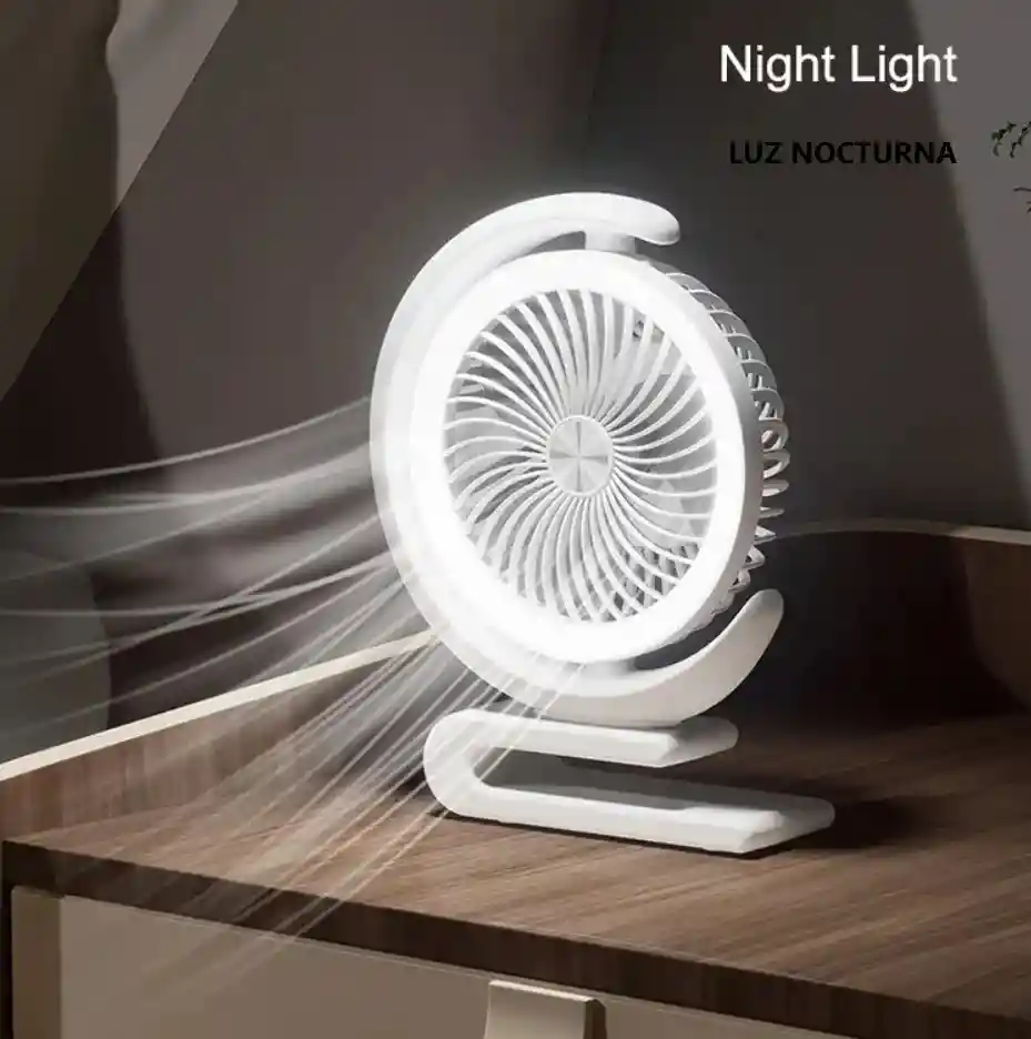 Ventilador Portátil Recargable Giratorio Multifuncional