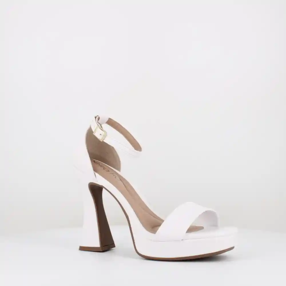 Sandalia Tacón Alto Blanco Talla 37