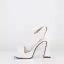 Sandalia Tacón Alto Blanco Talla 37