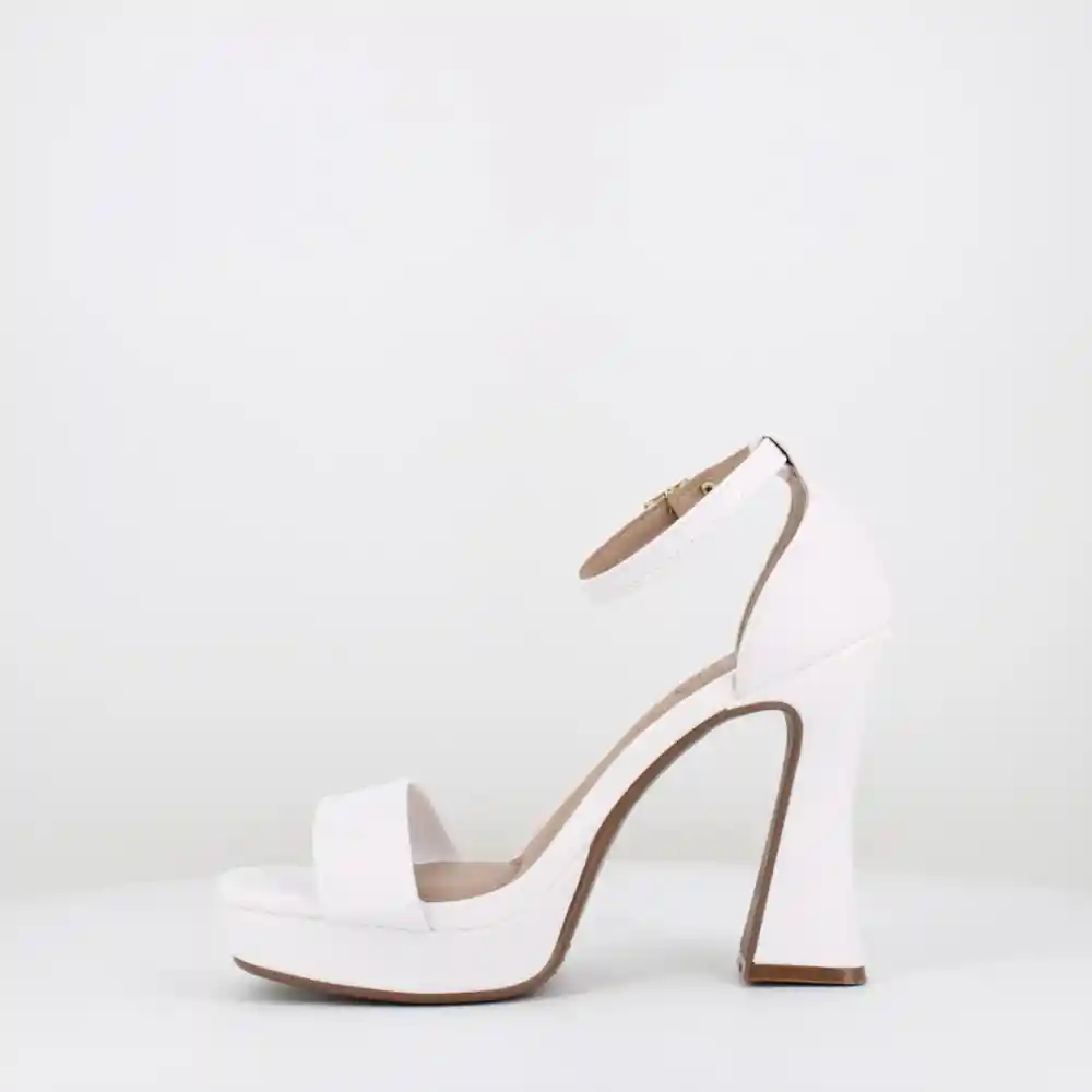 Sandalia Tacón Alto Blanco Talla 37