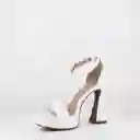Sandalia Tacón Alto Blanco Talla 37