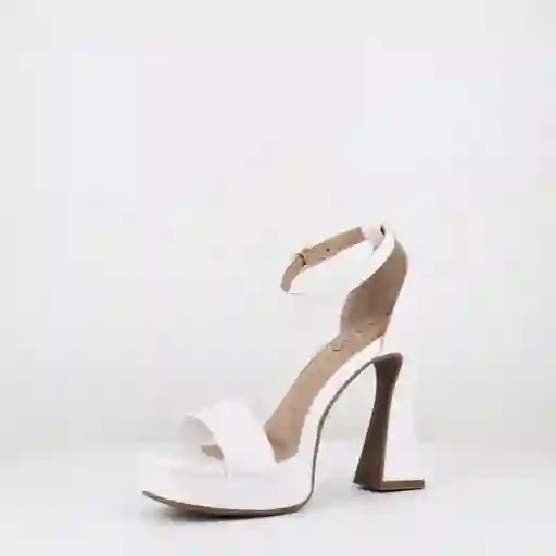 Sandalia Tacón Alto Blanco Talla 37