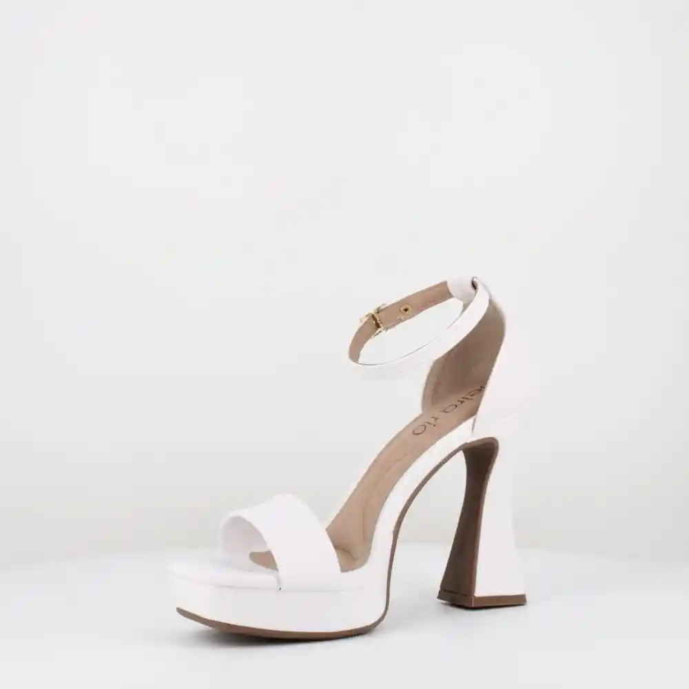 Sandalia Tacón Alto Blanco Talla 37