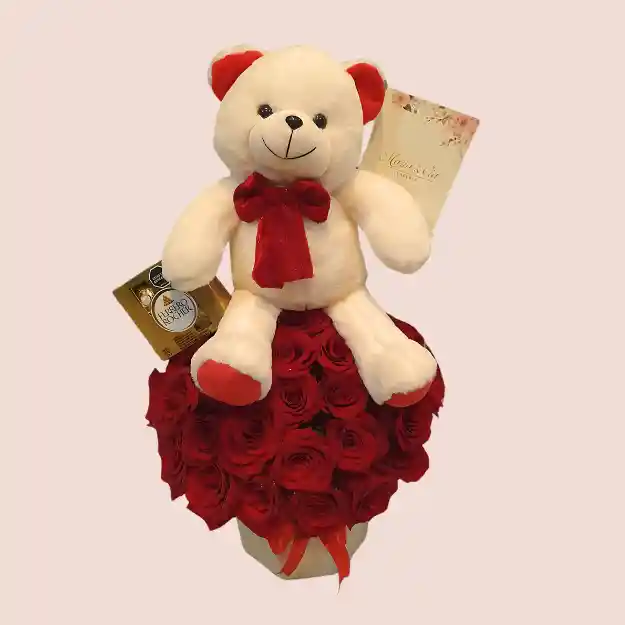 Sembrado De Rosas + Oso De Peluche