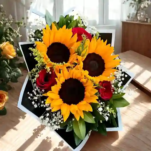 Bouquet Surtido De Girasoles Rosas
