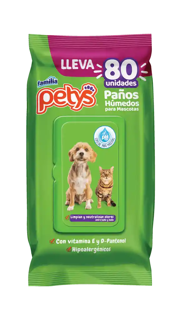 Petys Paños Humedos X 80 Uds Paños Humedos Para Gatos Y Perros