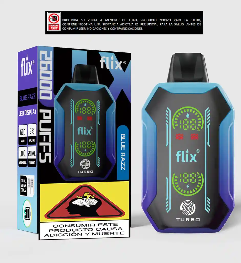 Vapeador Flix 26.000 Puffs Mora Azul