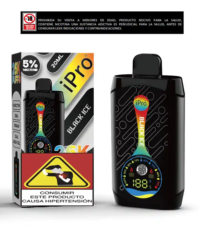 Vapeador Ipro 26.000 Puffs Black Ice