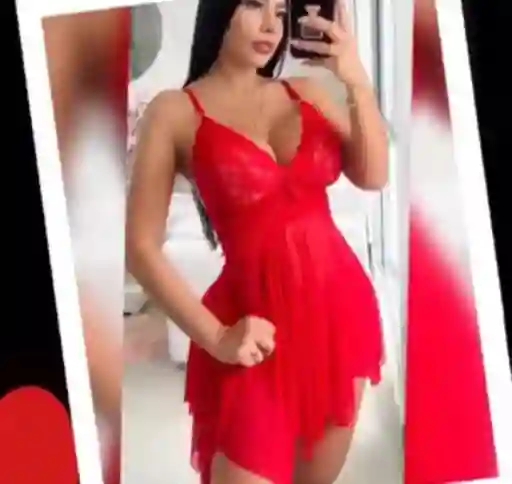 Baby Doll Rojo Con Picos, Encaje Y Cachetero