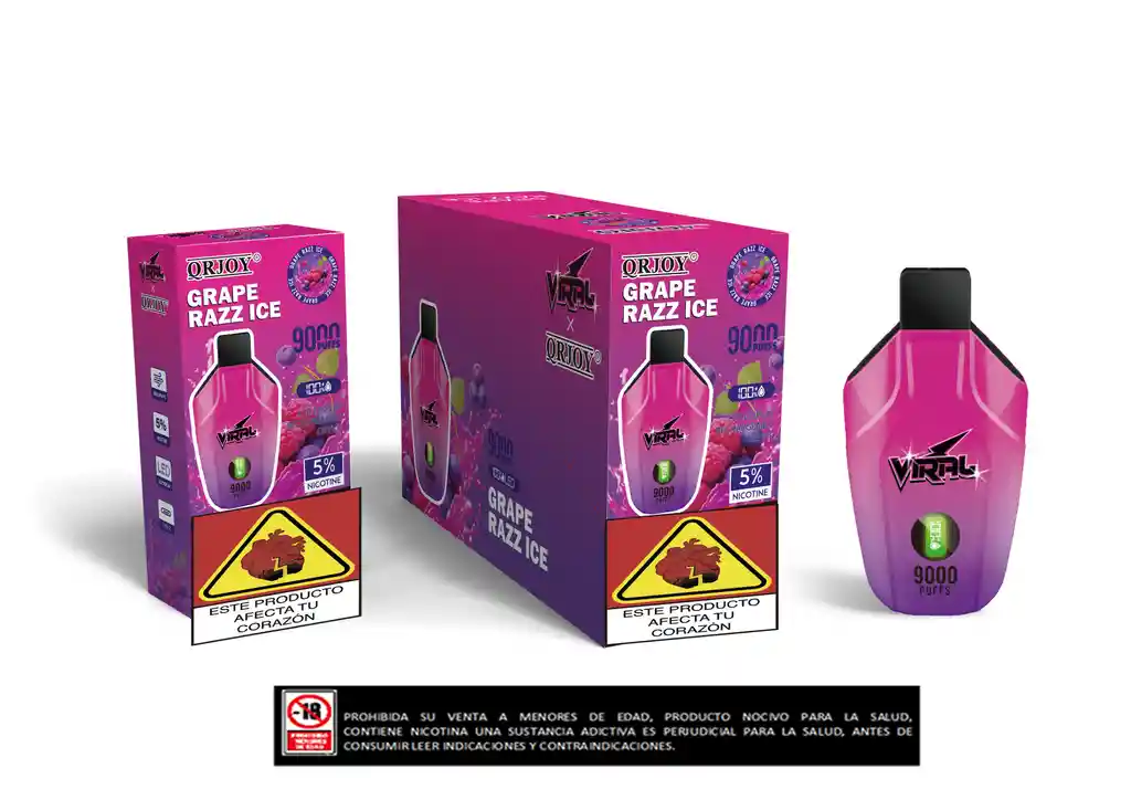 Vapeador Viral 9.000 Puffs Grape Razz Ice