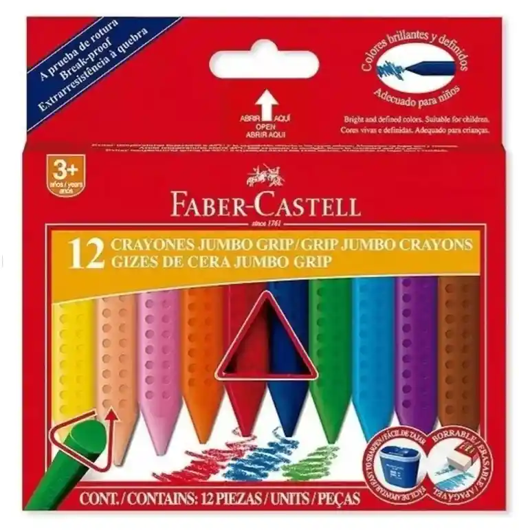 Crayon Borrable Faber Castell Jumbo Cj X 12 Und