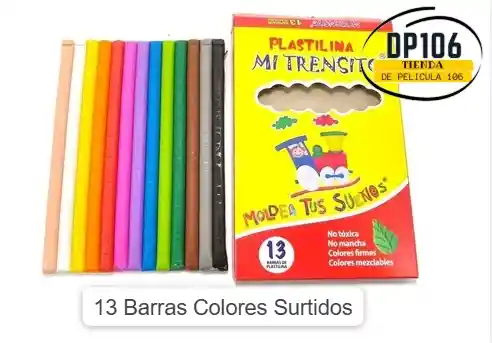 Plastilina Larga Caja X 13 Barras Colores Surtidos