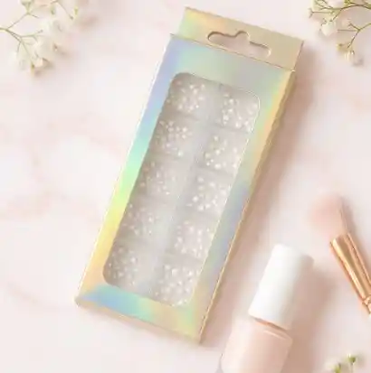 Set De Perlas Decorativas En Estuche Organizador Para Uñas Manicure O Pedicure