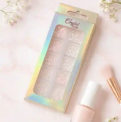 Set De Perlas Decorativas En Estuche Organizador Para Uñas Manicure O Pedicure