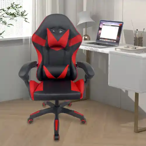 Silla Gamer Ergonomica Color Negro Con Rojo