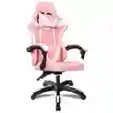 Silla Gamer Ergonomica Color Rosado Con Blanco