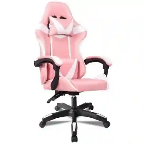 Silla Gamer Ergonomica Color Rosado Con Blanco