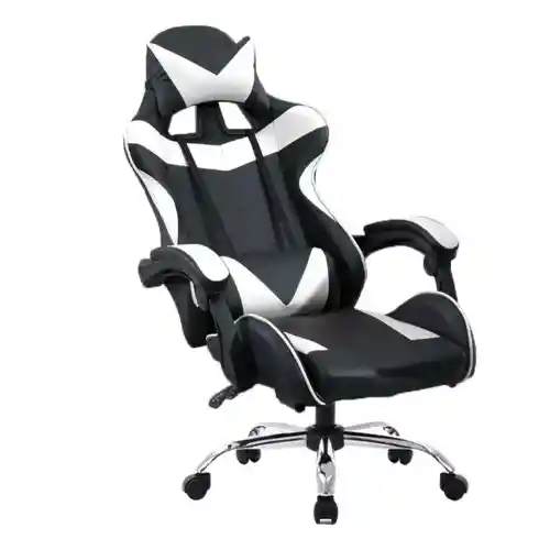 Silla Gamer Ergonomica Color Negro Con Blanco