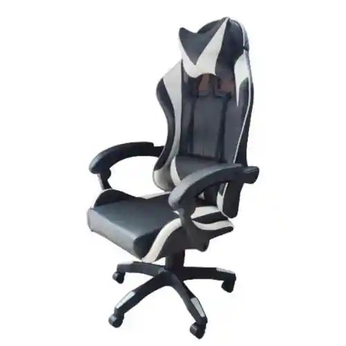 Silla Gamer Ergonomica Color Negro Con Blanco