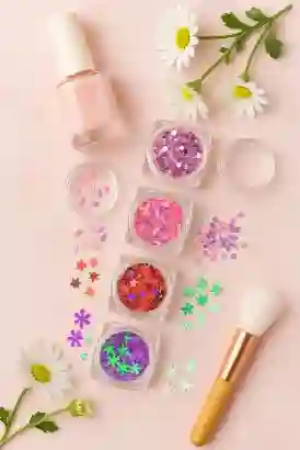 Set De Glitter Decorativo En Forma De Copos De Nieves Y Puntos Decorativos Para Uñas Manicure O Pedicure