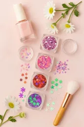 Set De Glitter Decorativo En Forma De Copos De Nieves Y Puntos Decorativos Para Uñas Manicure O Pedicure